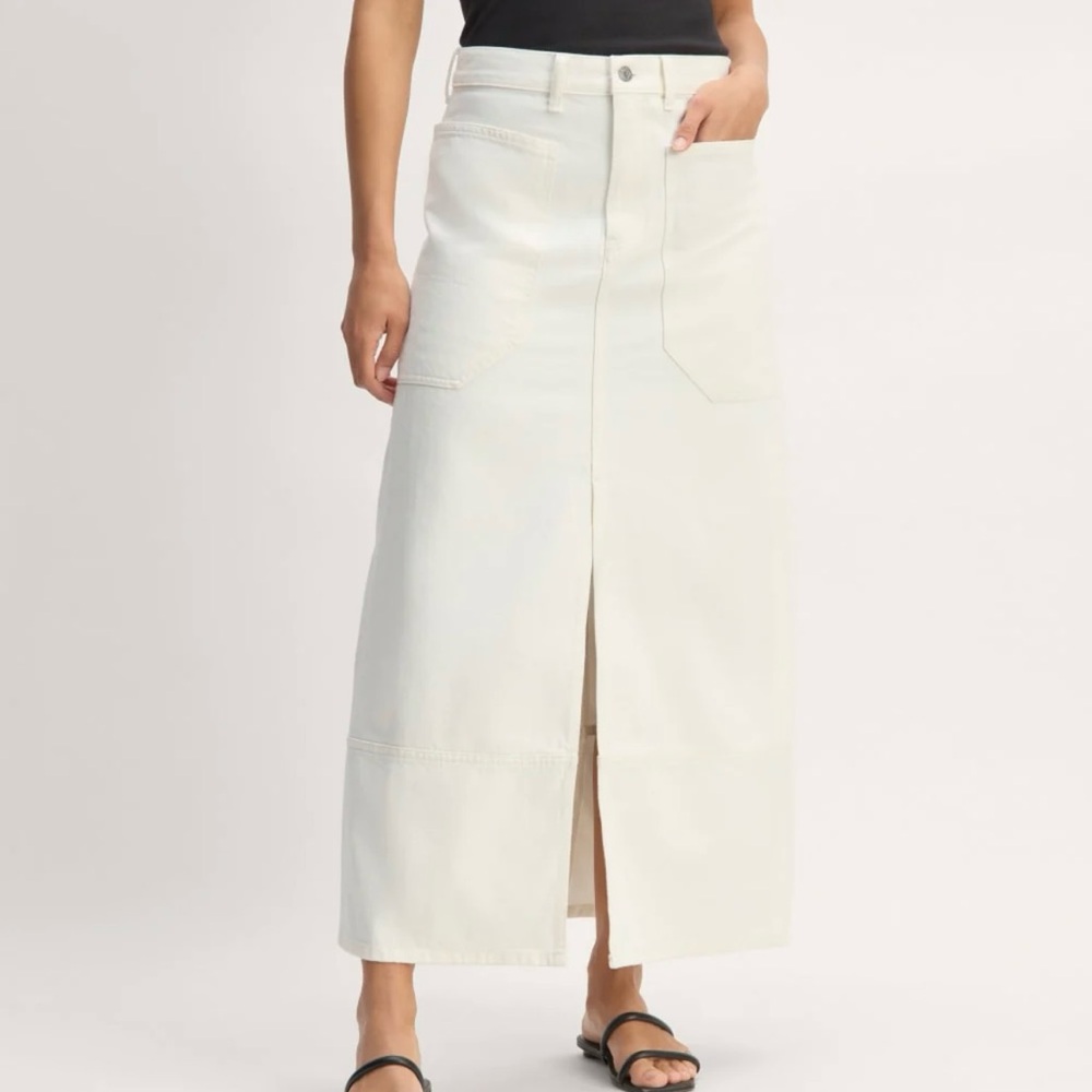 Everlane Organic The Gardener Maxi white Organic denim midi skirt.High waist. 31